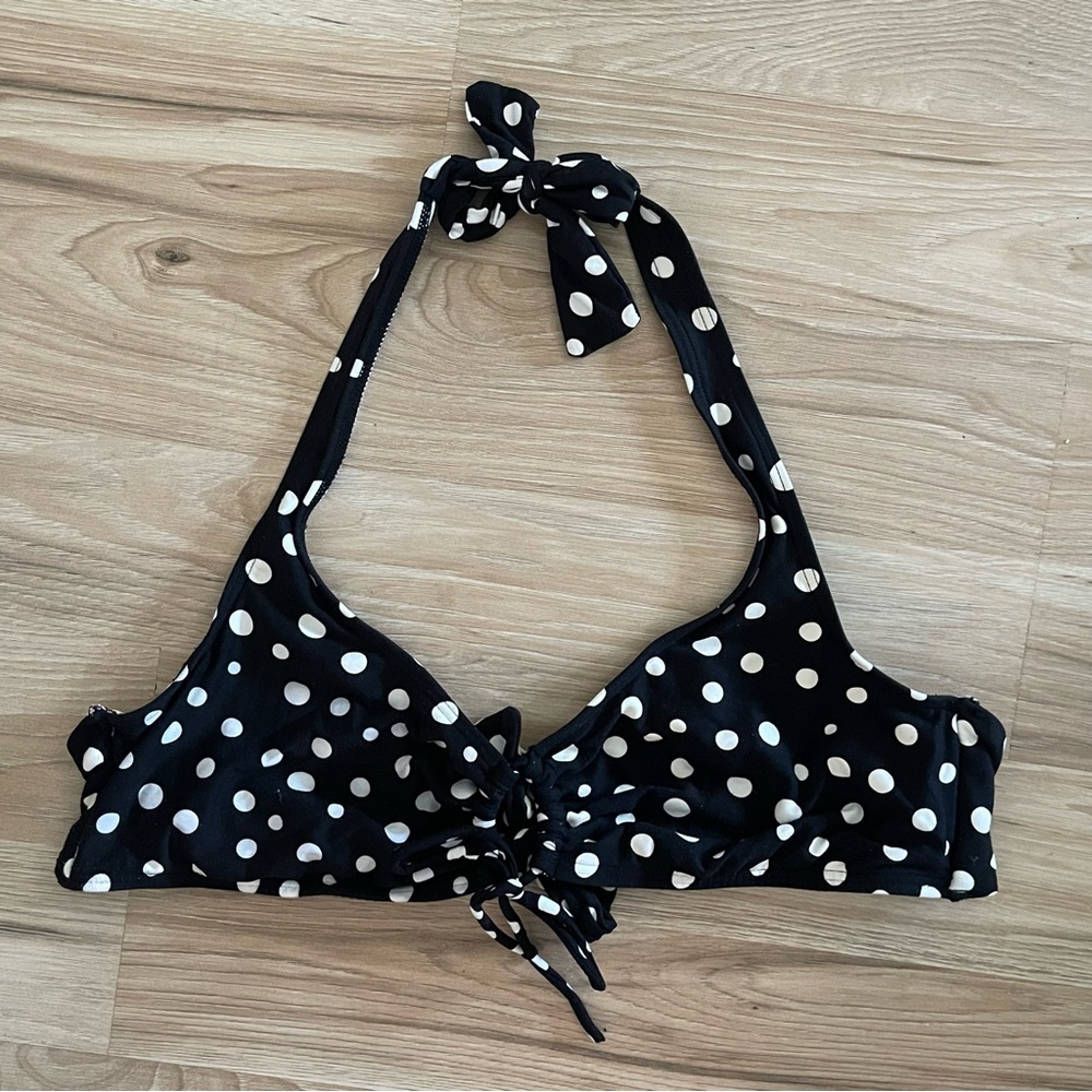 Black and White Polka Dot Bikini Top